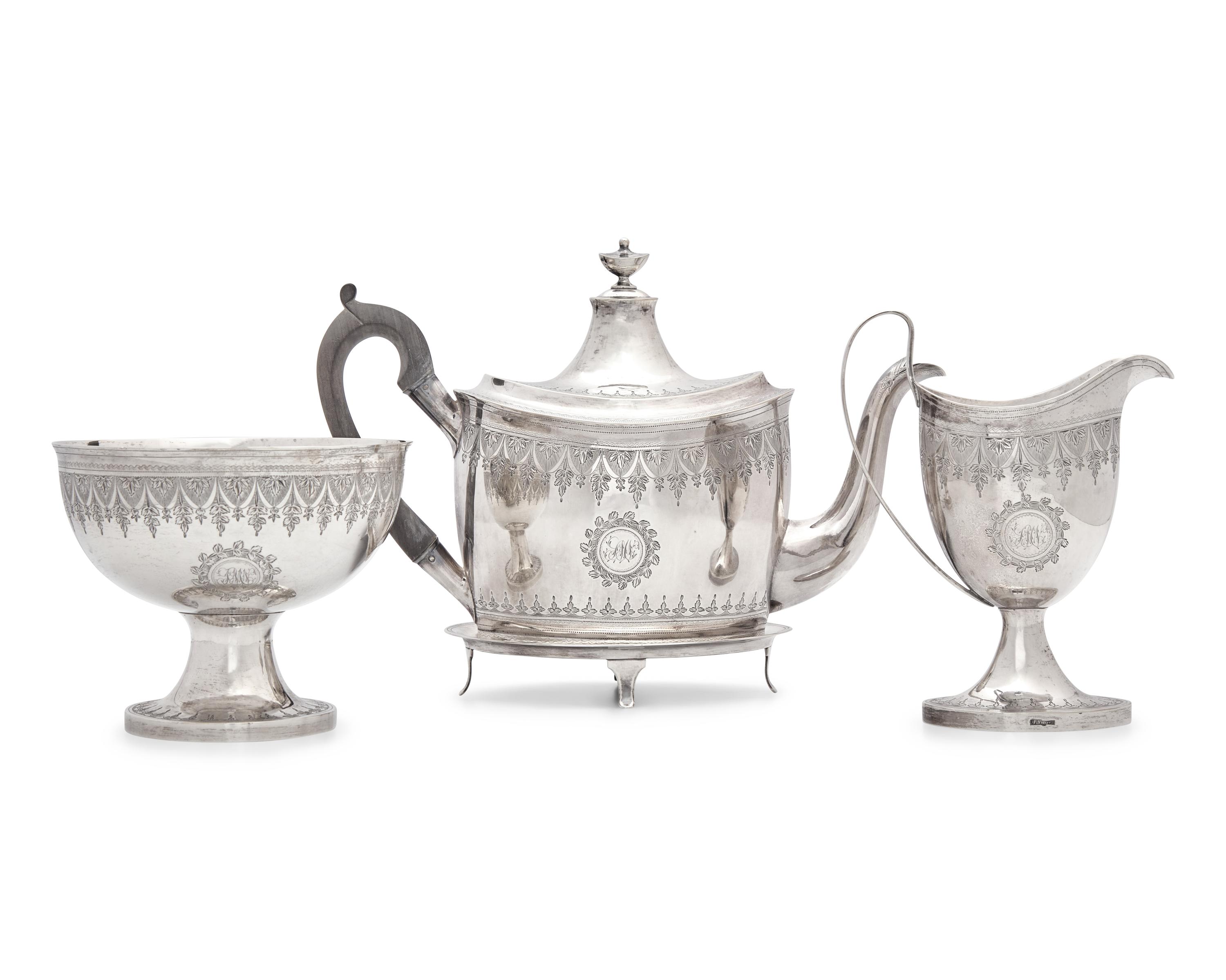 A Federal Four-Piece Silver Tea Service