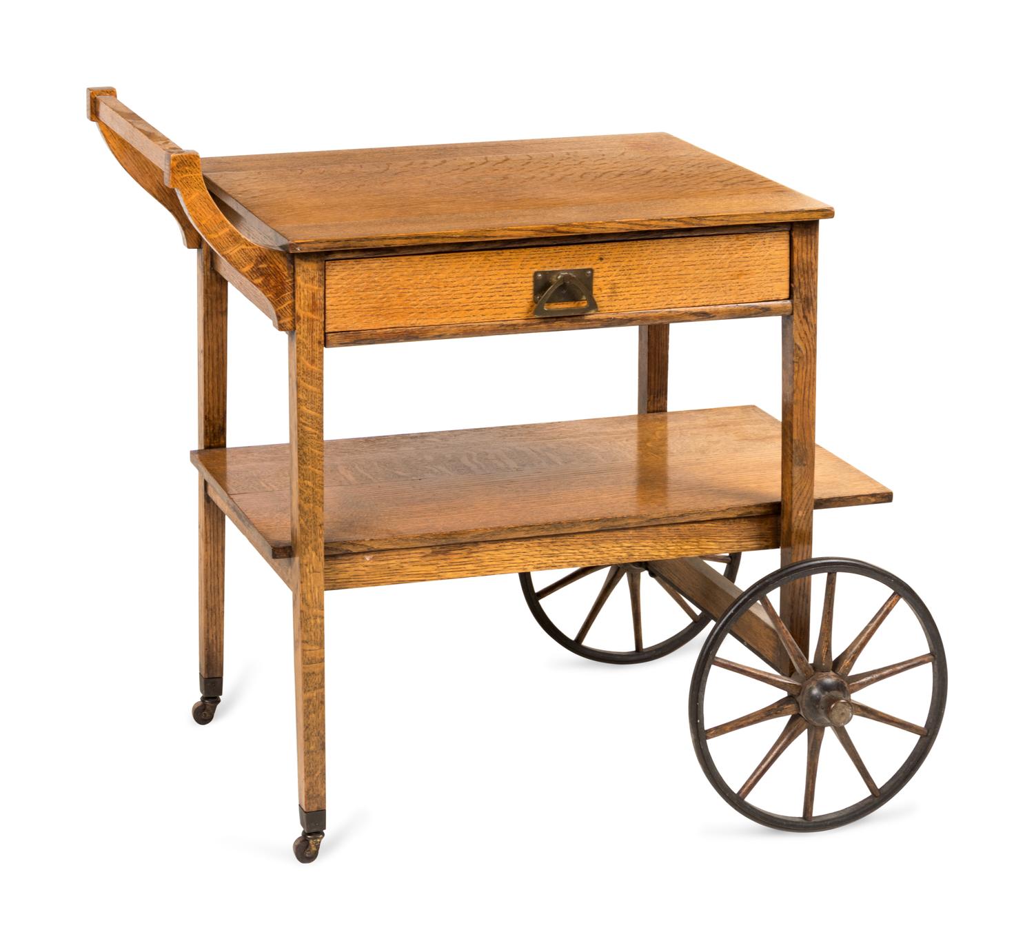 An Arts & Crafts Oak Tea Cart