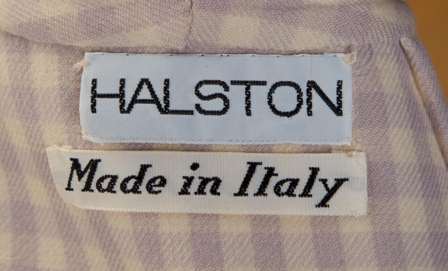 A Halston Lavender and Cream Wool Check Coat, Size 8.