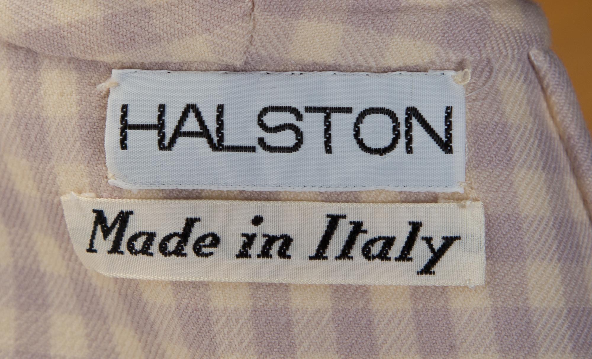 A Halston Lavender and Cream Wool Check Coat, Size 8.