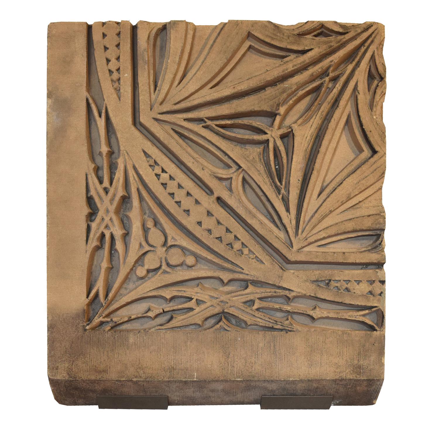 A Sullivan Designed Terra Cotta Facade Fragment from the St. Nicholas Hotel 27.5" W x 4" D x 32" H — United States, 1894