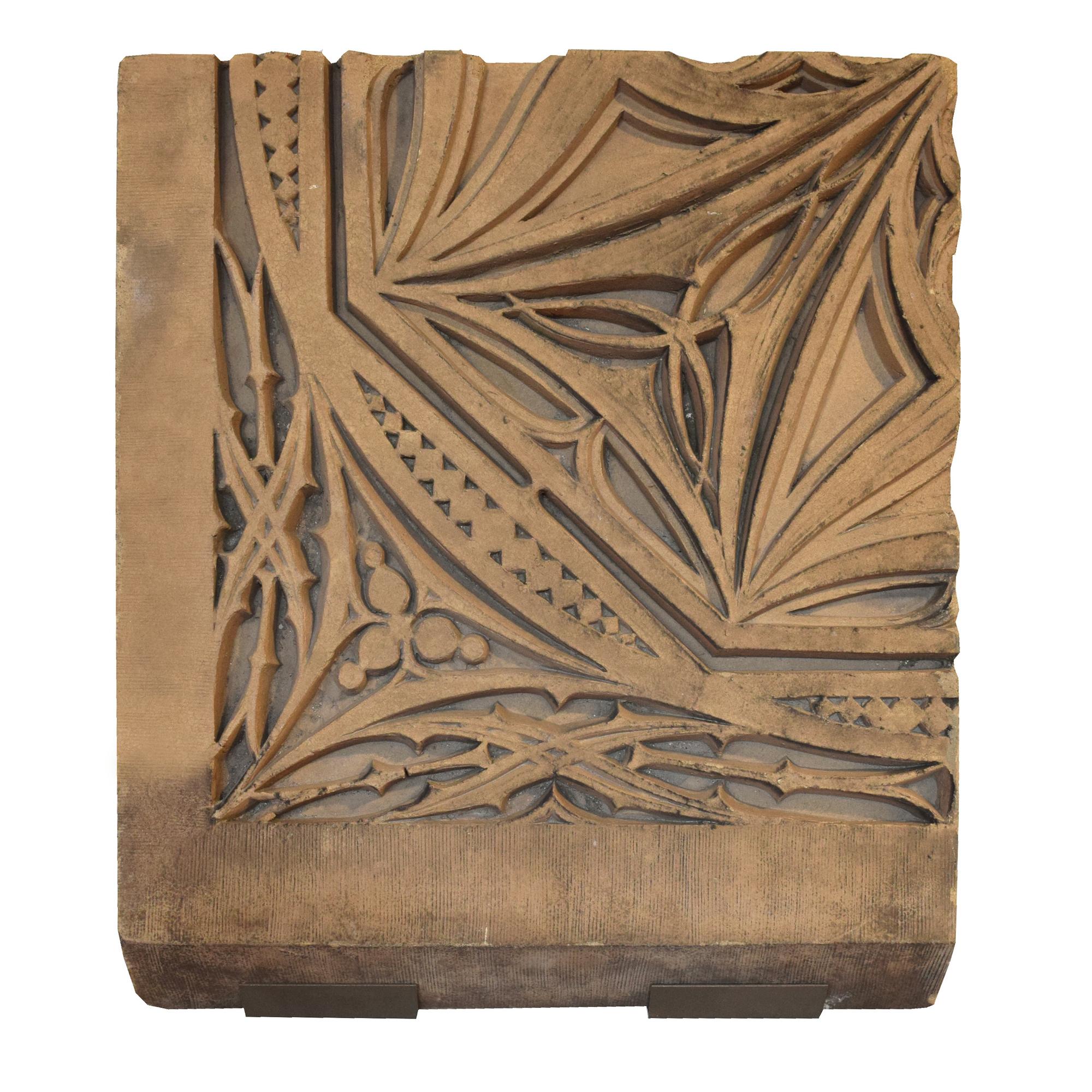 A Sullivan Designed Terra Cotta Facade Fragment from the St. Nicholas Hotel 27.5" W x 4" D x 32" H — United States, 1894
