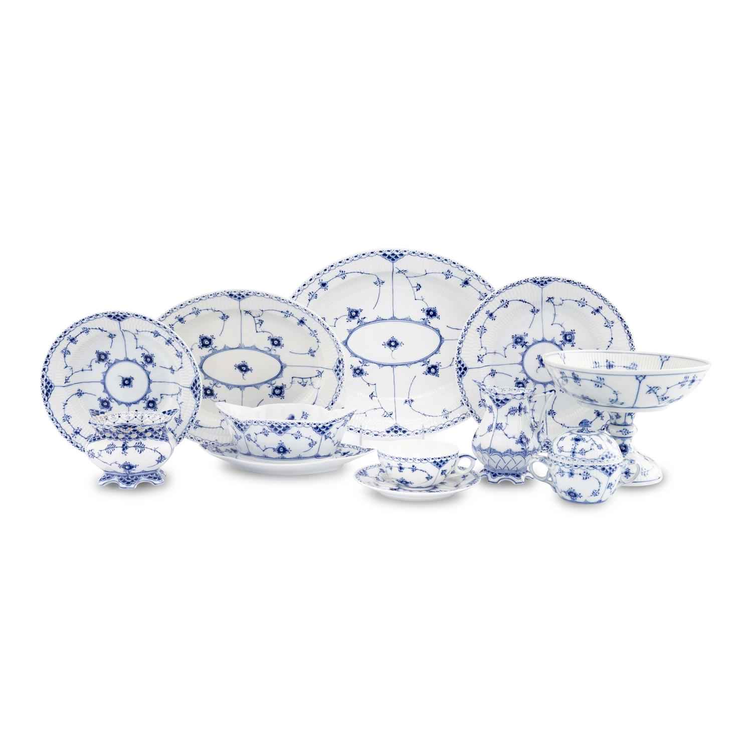 A Royal Copenhagen Blue Fluted Porcelain Dinner Service