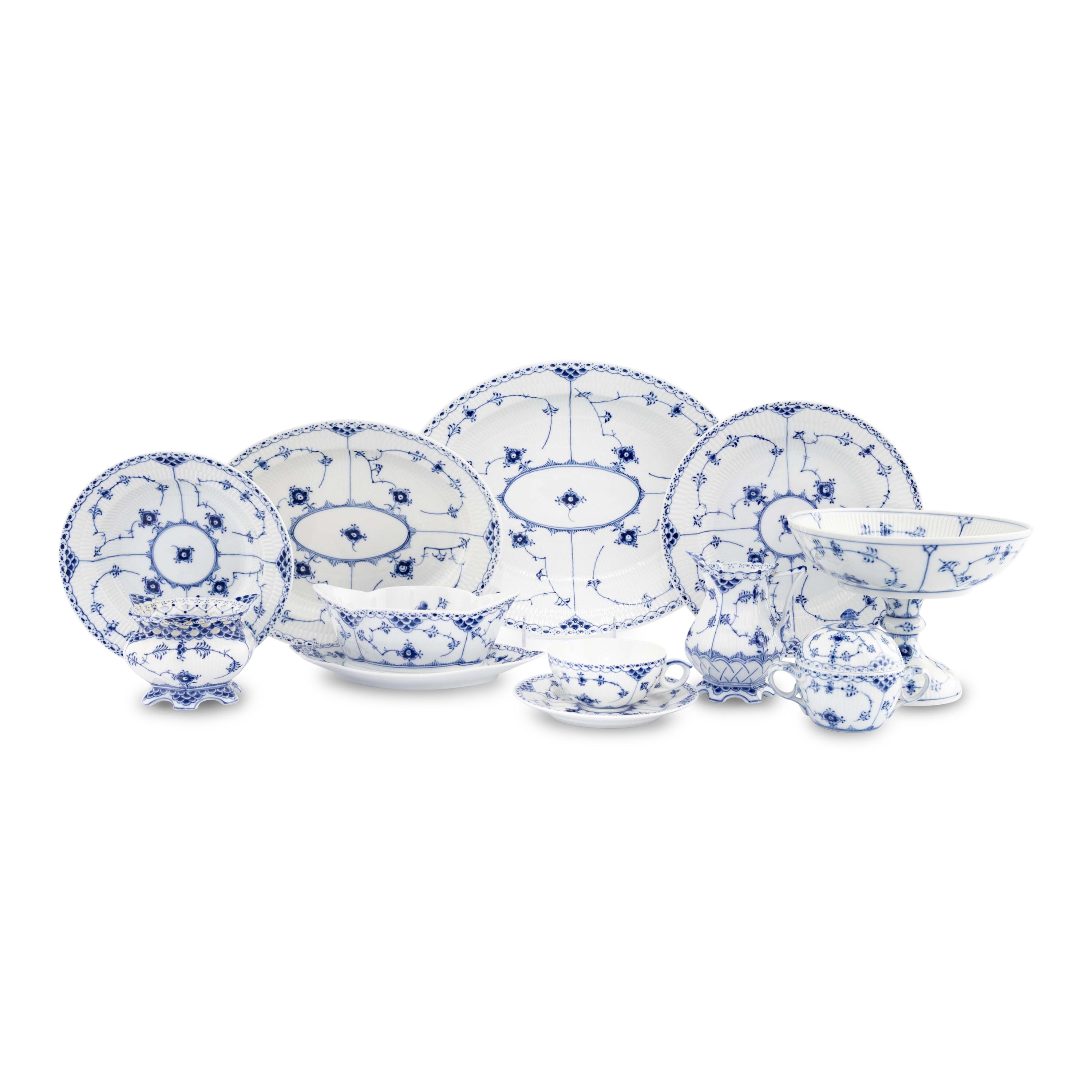 A Royal Copenhagen Blue Fluted Porcelain Dinner Service