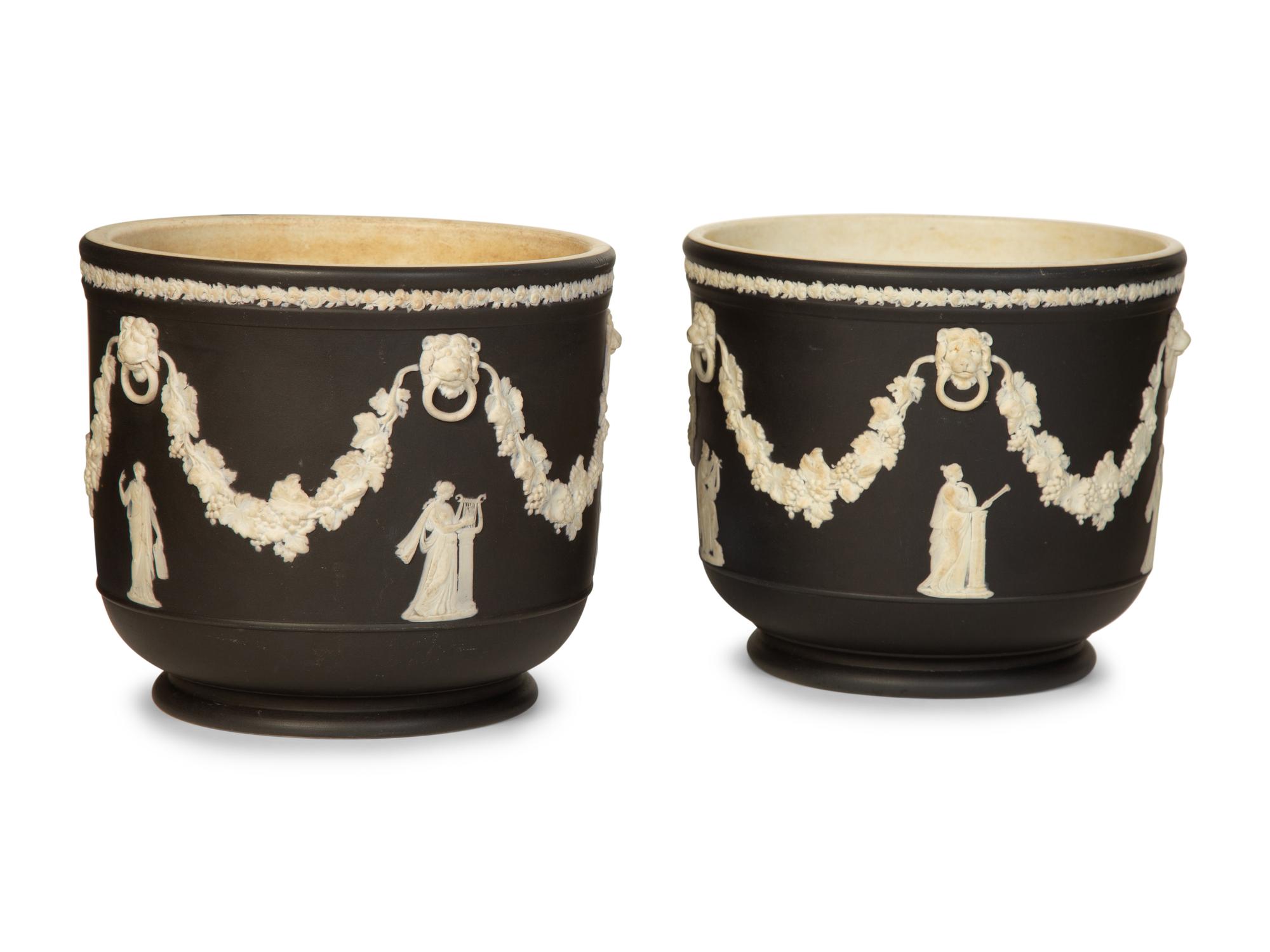 A Group of Five Porcelain Jardinières or Cache Pots