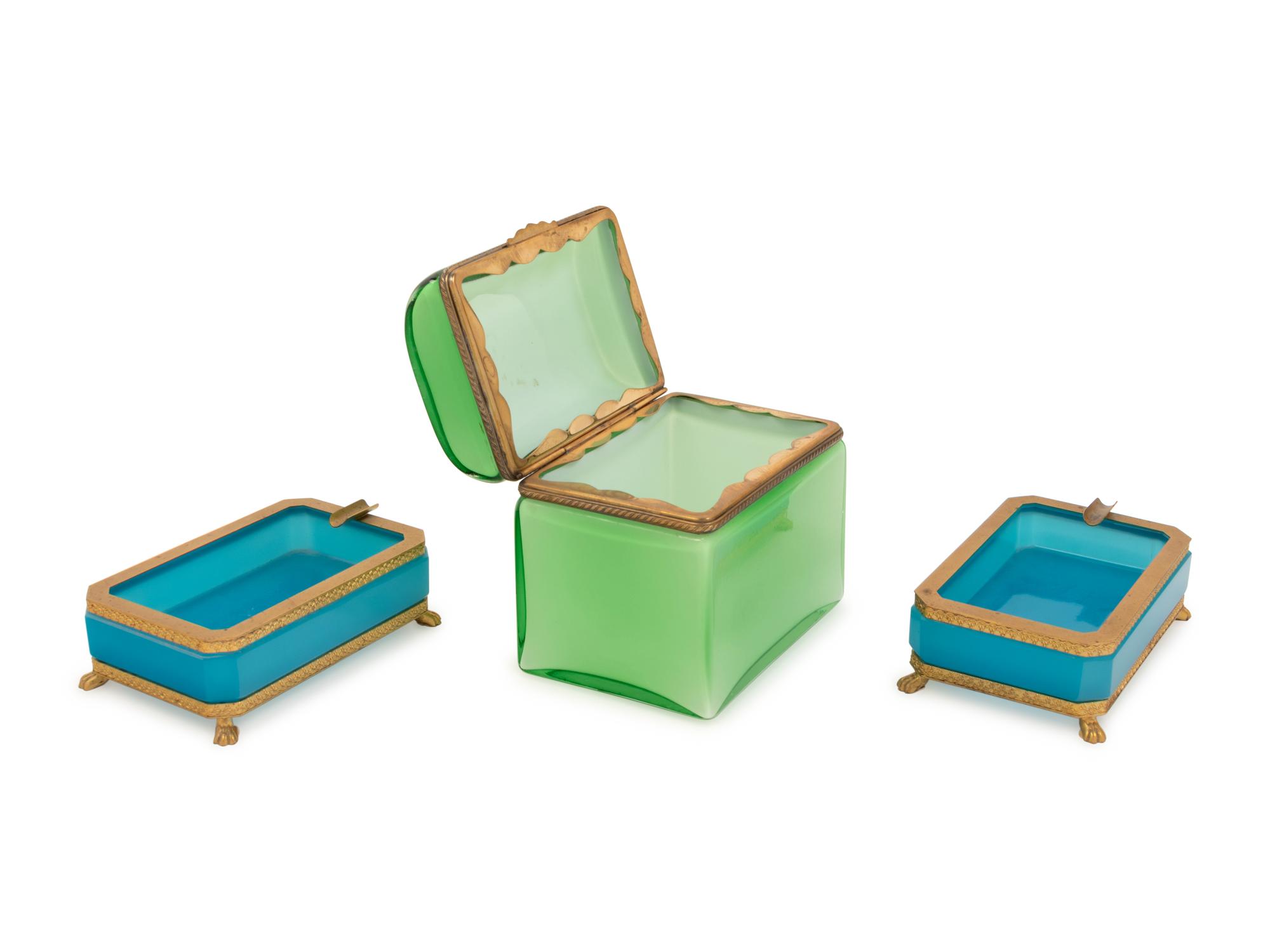 Three French Opaline Glass Table Articles
