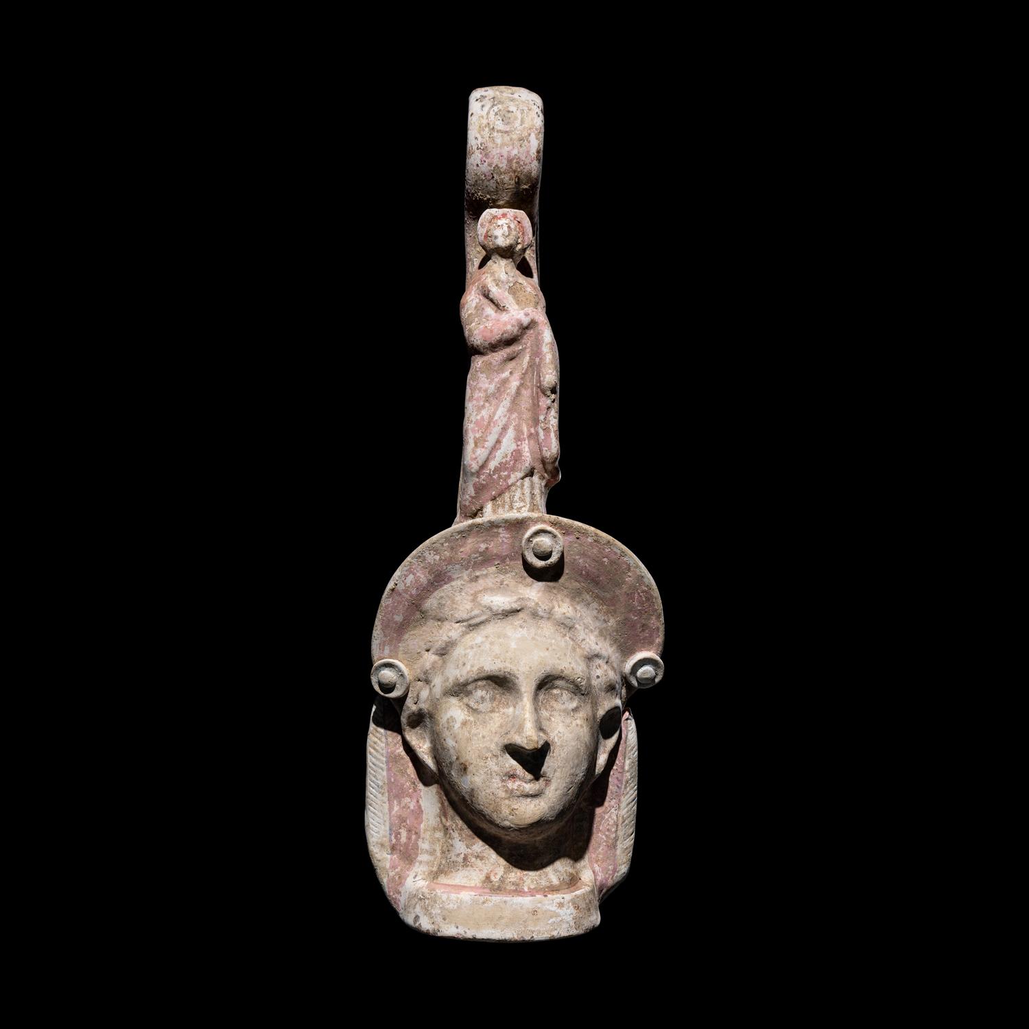 A Canosan Painted Terracotta Figural Oinochoe