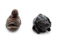 An Ebony and A Boxwood Netsuke