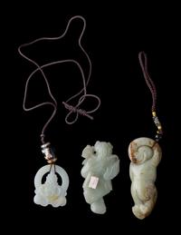 Three Chinese White Jade Carvings of Figures