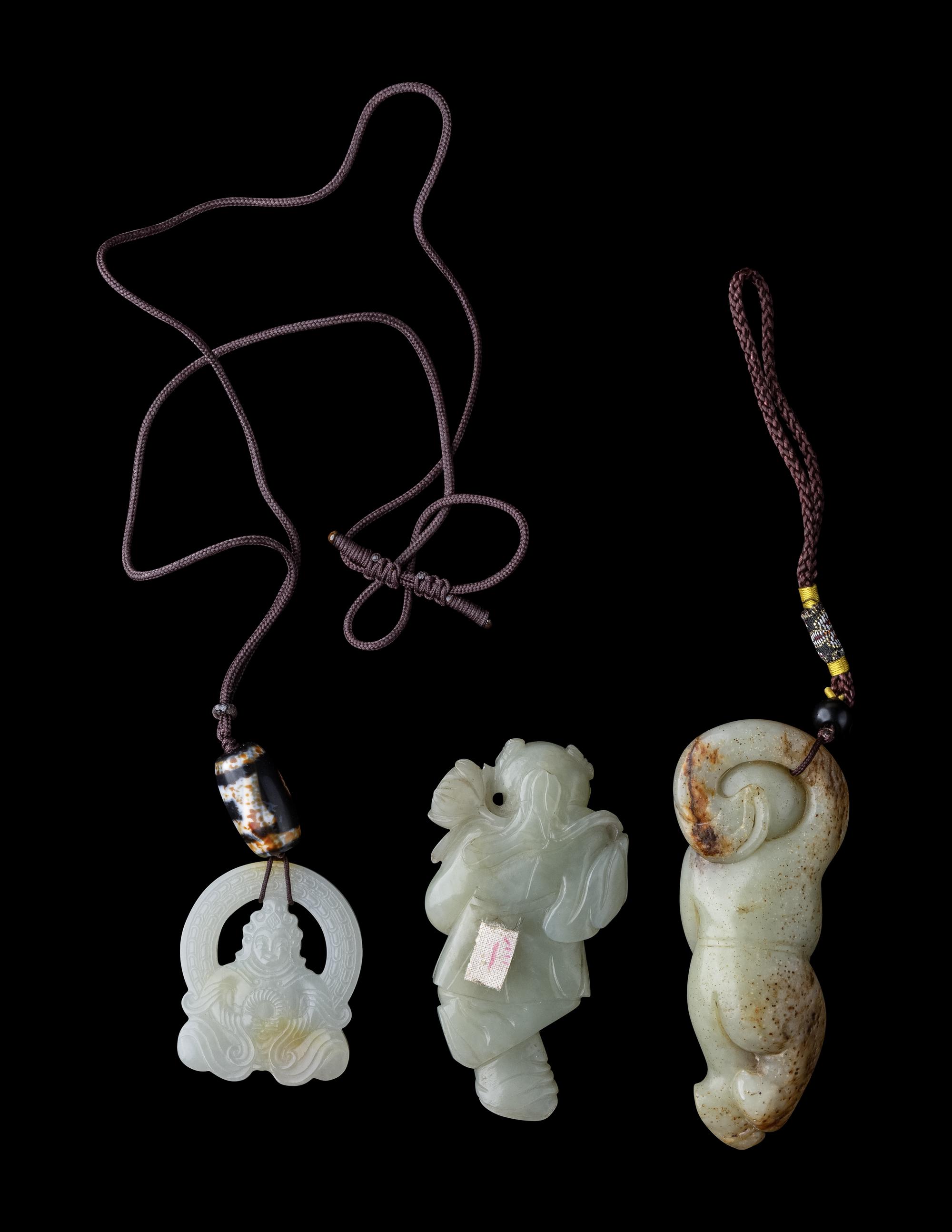 Three Chinese White Jade Carvings of Figures
