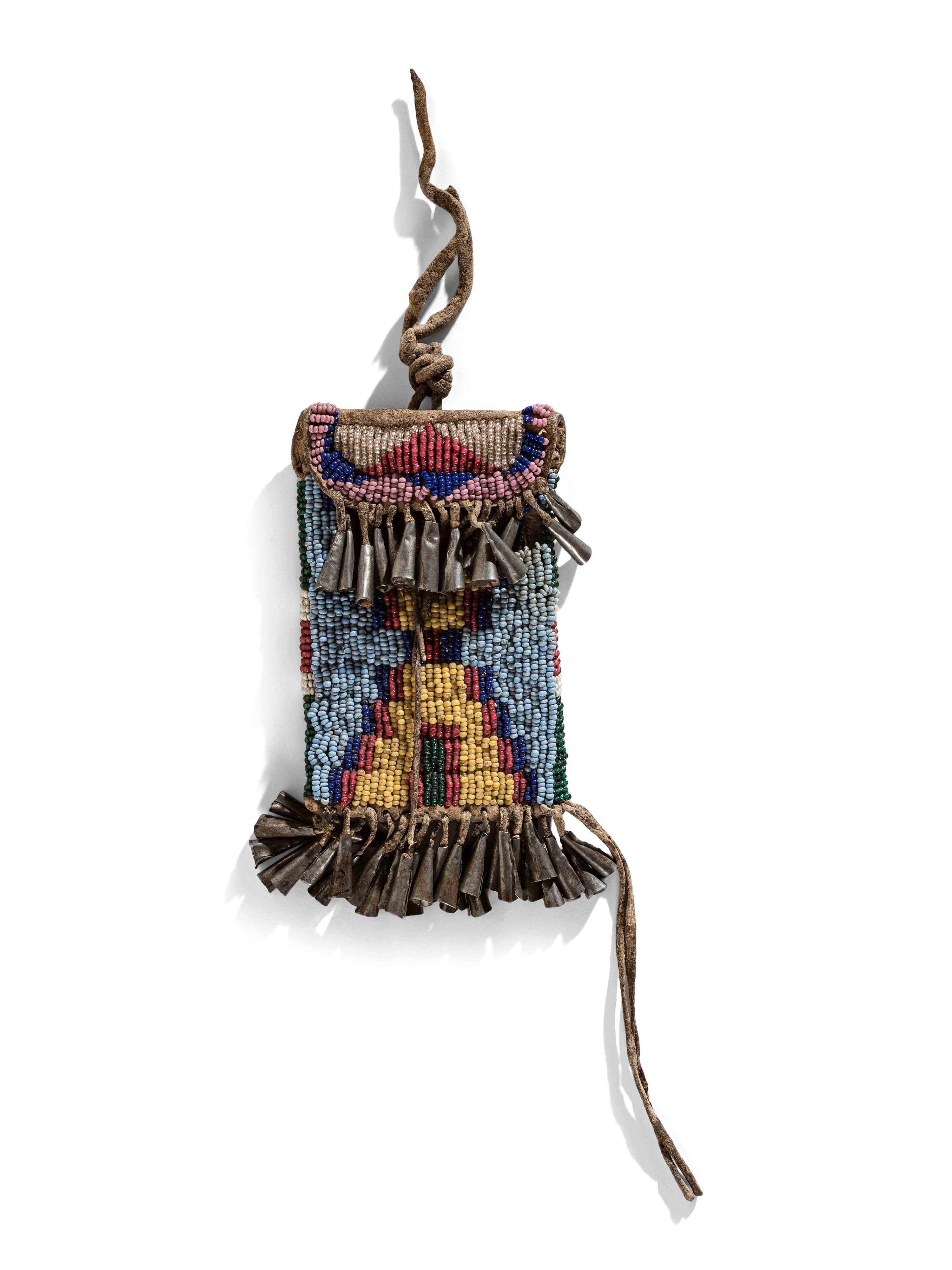 Assiniboine Beaded Hide Strike-A-Light Bag