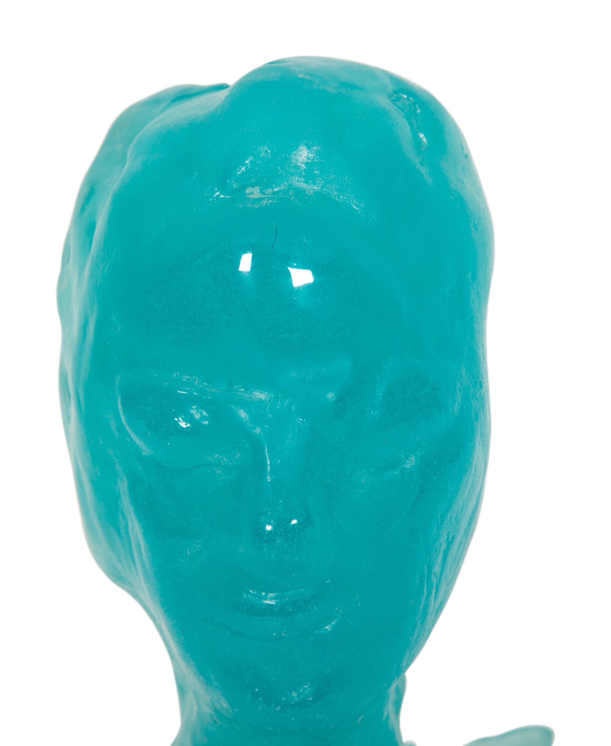 A Daum Pâte de Verre Bust of a Woman and a Daum Ombre Verte Pâte de Verre and Chrome Relief Sculpture