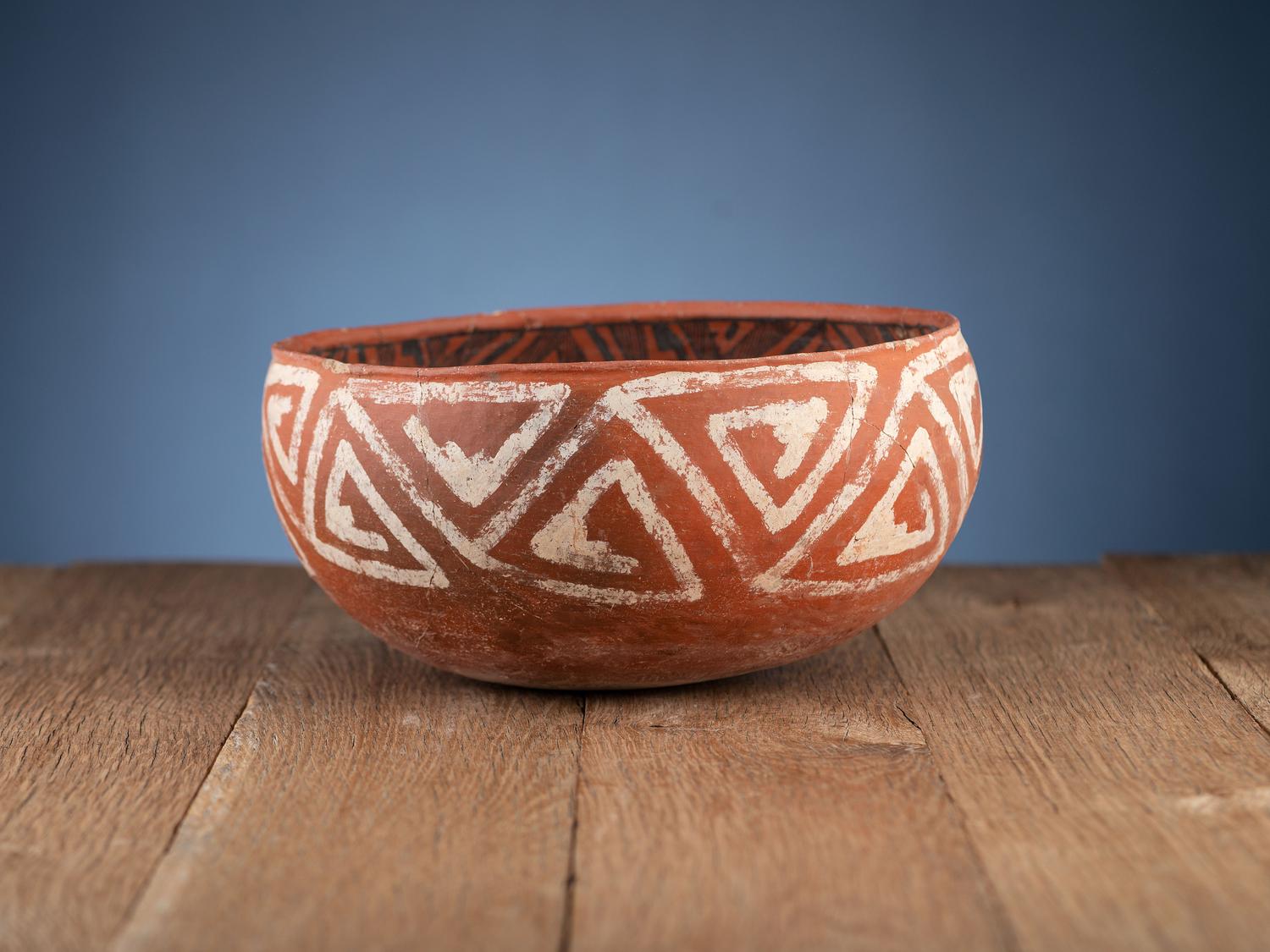 Pinedale Black-on-Red and St. Johns Polychrome Pottery Bowls