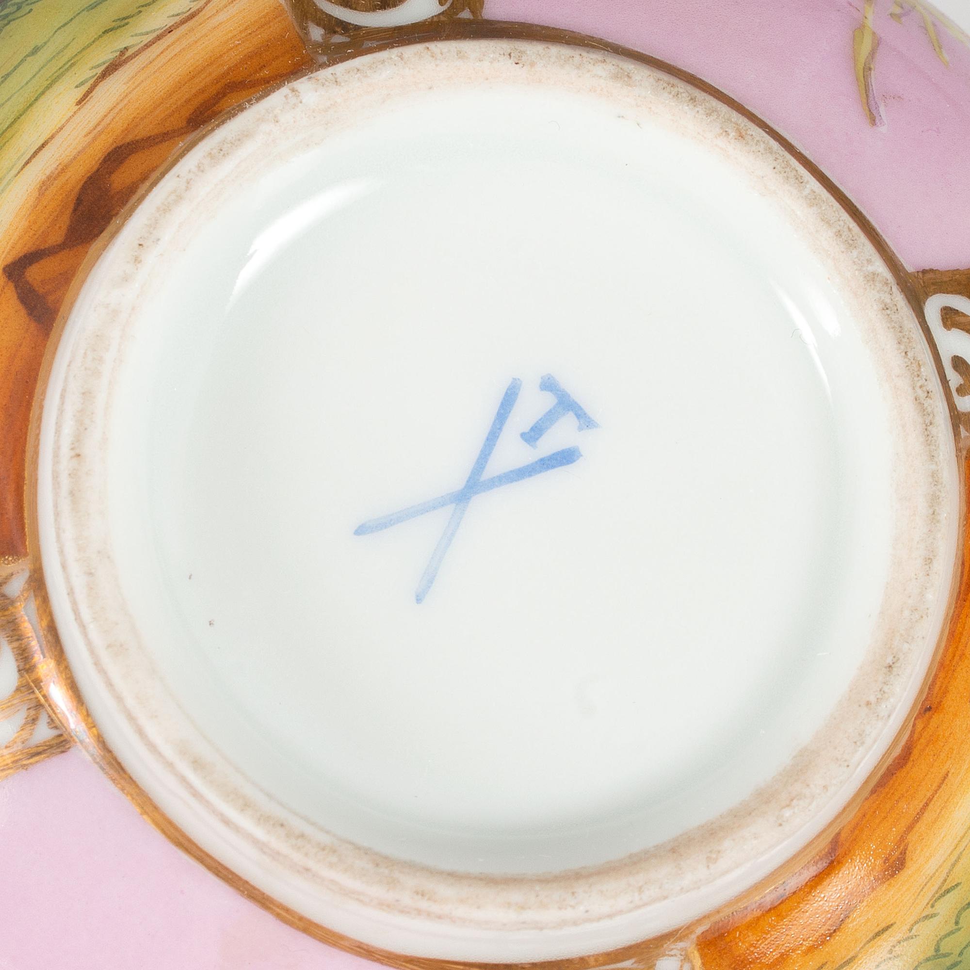 Continental Porcelain Luncheon Plates and Tea Service Including Meissen
