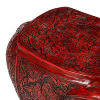 A Pair of Chinese Carved Red Lacquer Elephant Stools