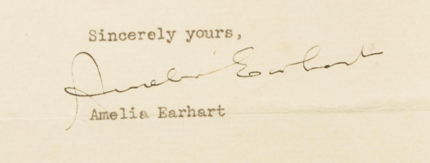 [Aviation] Earhart, Amelia and Eddie Rickenbacker. Pair of Signed Items