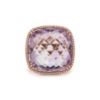 AMETHYST, DIAMOND, AND ROSE GOLD RING
