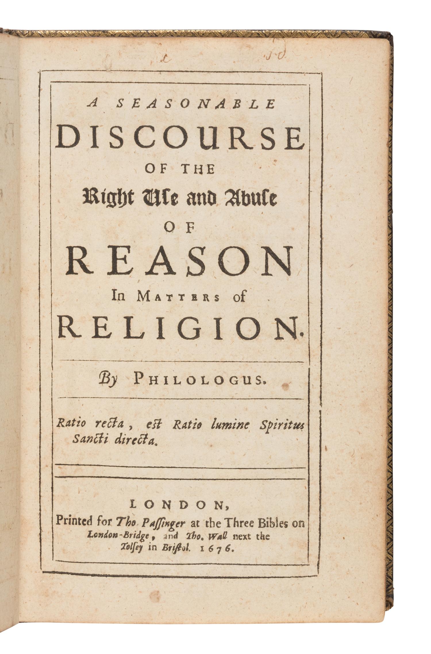 [Religion] Troughton, William. A Seasonable Discourse of the Right Use and Abuse of Reason in Matters of Religion