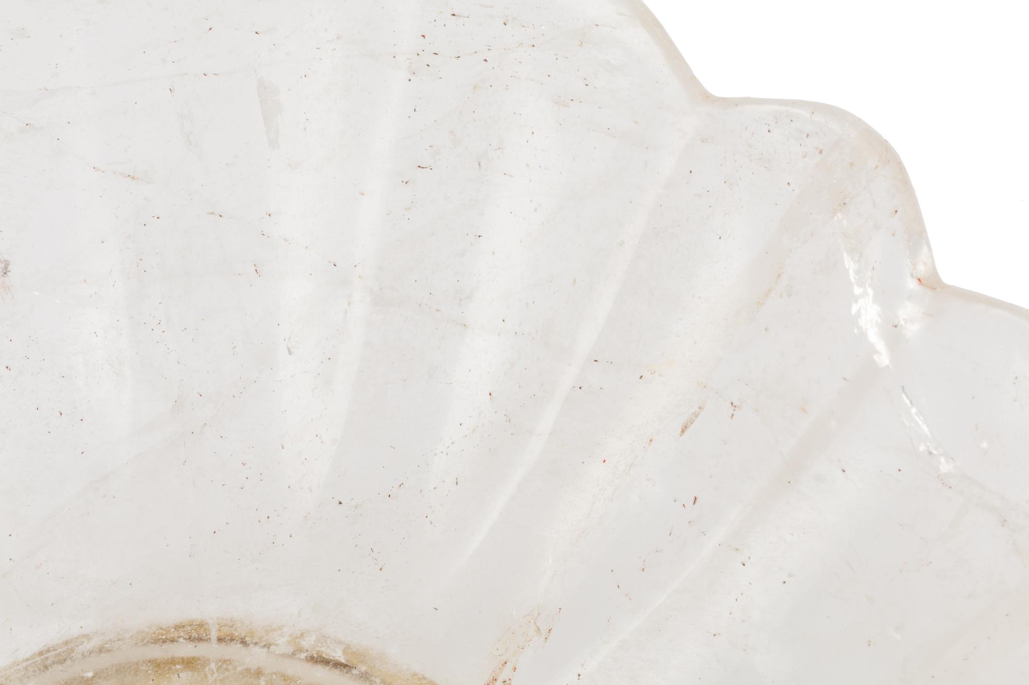 A Carved Rock Crystal Center Bowl on a Giltwood Base