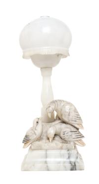 A Continental Alabaster Lamp Height 19 1/4 inches.