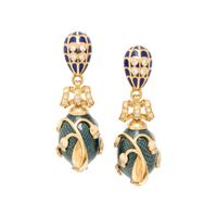 YELLOW GOLD AND ENAMEL PENDANT EARRINGS