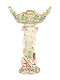 A German Porcelain Centerpiece With Oval Basket — 19th Century
