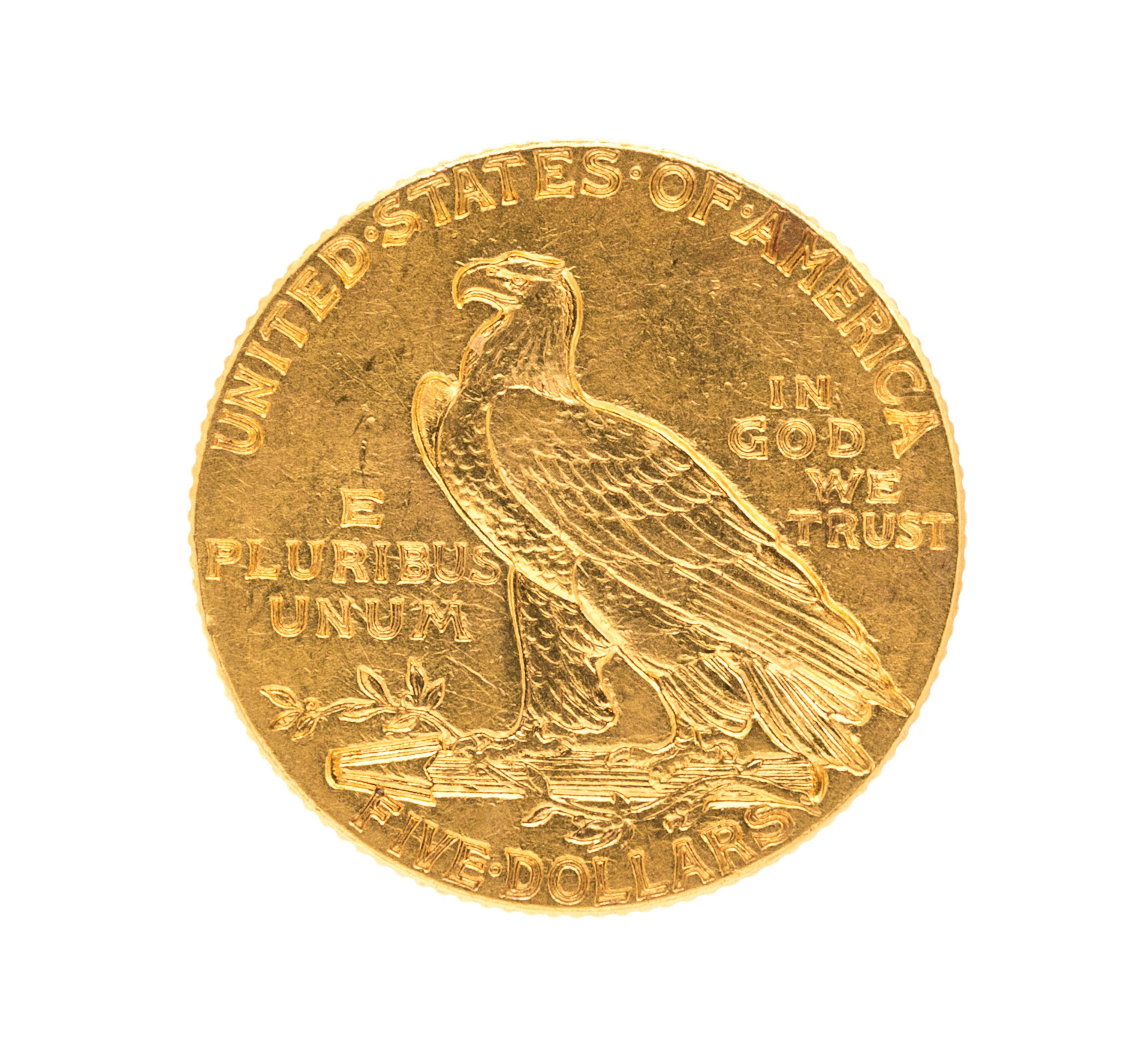 United States of America (1913) — Gold $5.00 Indian Head Coin
