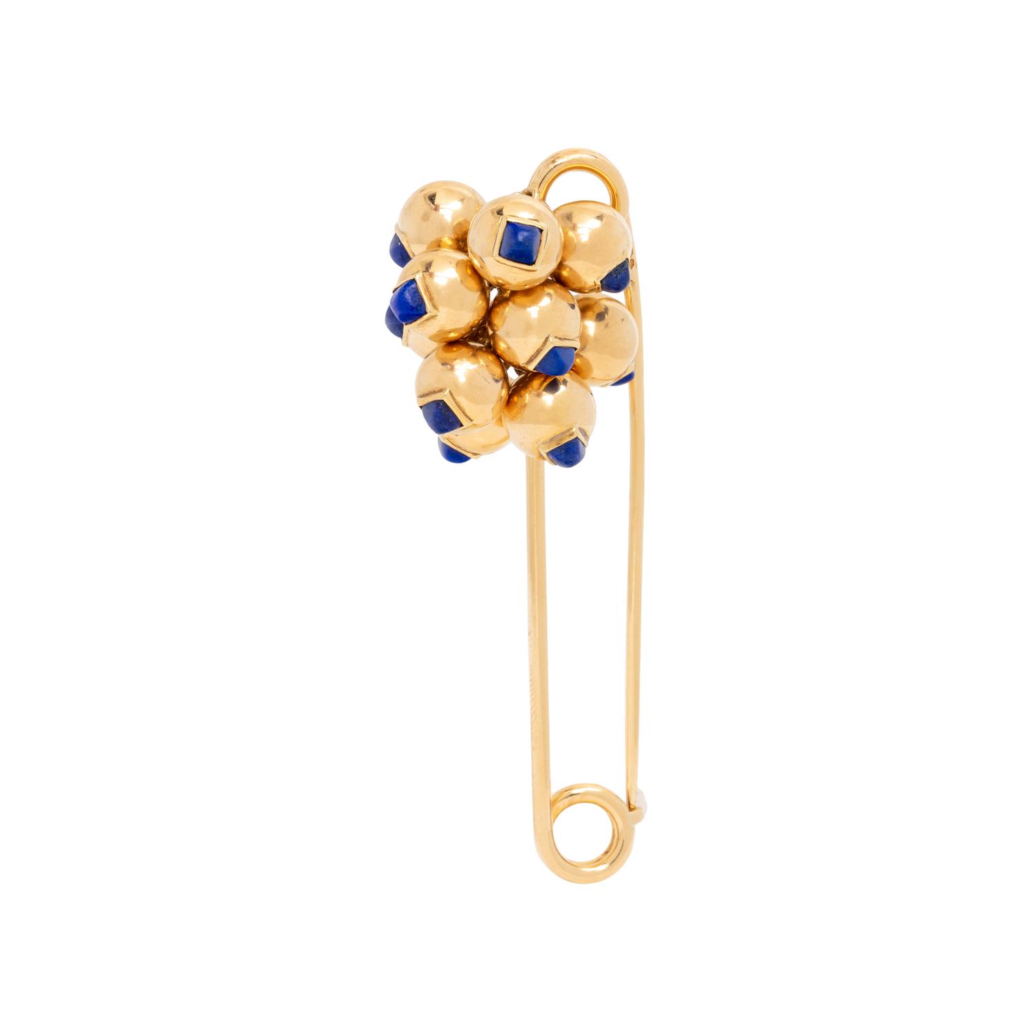 CARTIER, LAPIS LAZULI AND YELLOW GOLD SAFETY PIN BROOCH