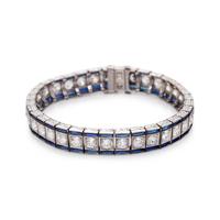 ART DECO, DIAMOND AND SYNTHETIC SAPPHIRE BRACELET
