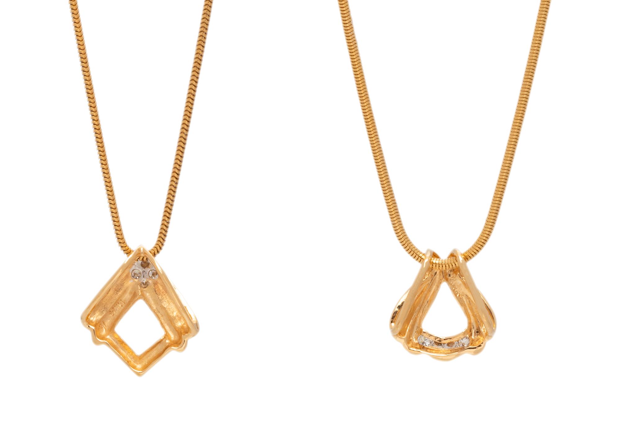 COLLECTION OF YELLOW GOLD AND DIAMOND PENDANT/NECKLACES