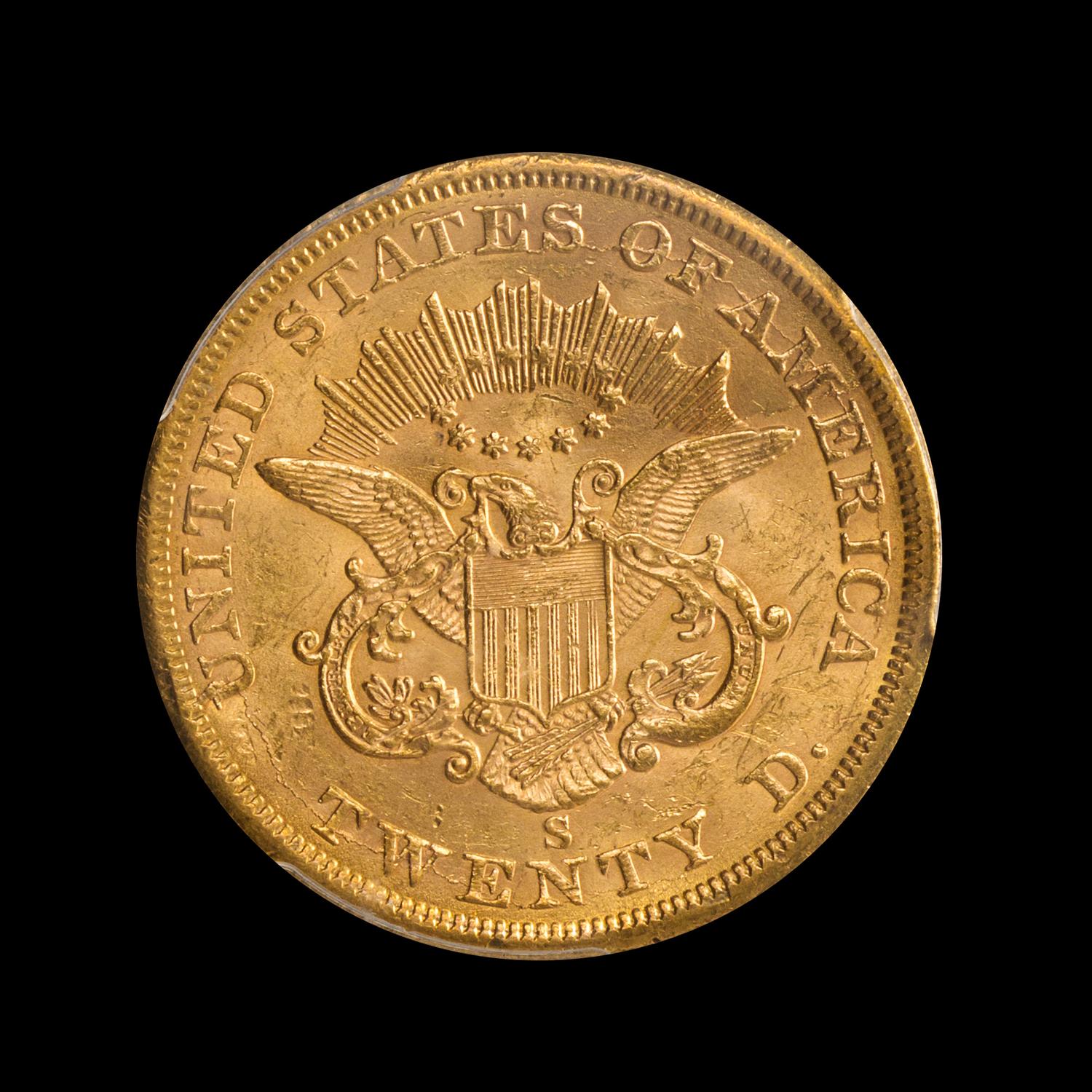 A United States 1865-S Liberty Head $20 Gold Coin