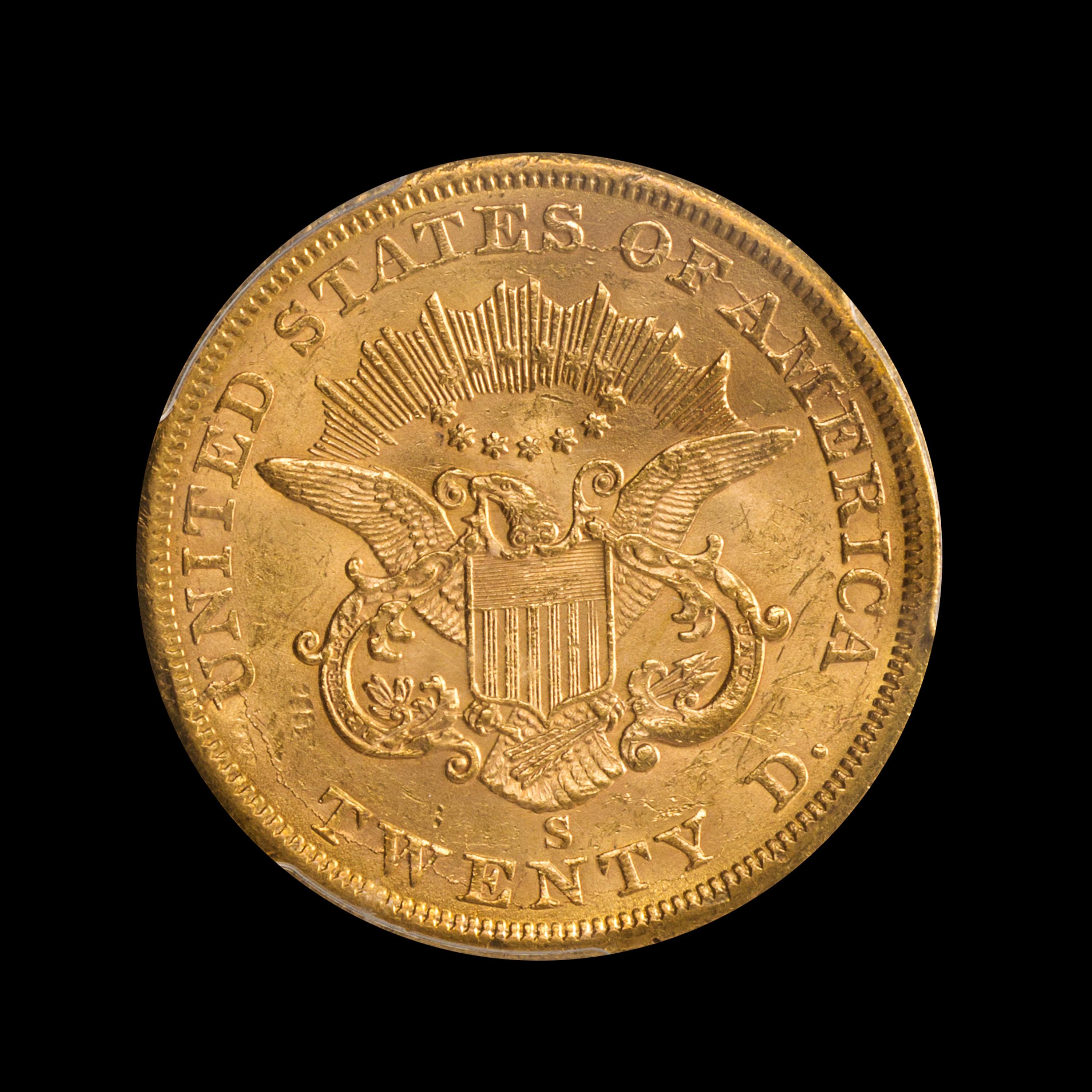 A United States 1865-S Liberty Head $20 Gold Coin