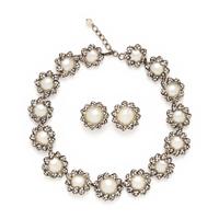 Chanel, Gripoix Pearl & Rhinestone Necklace and Ear Clips