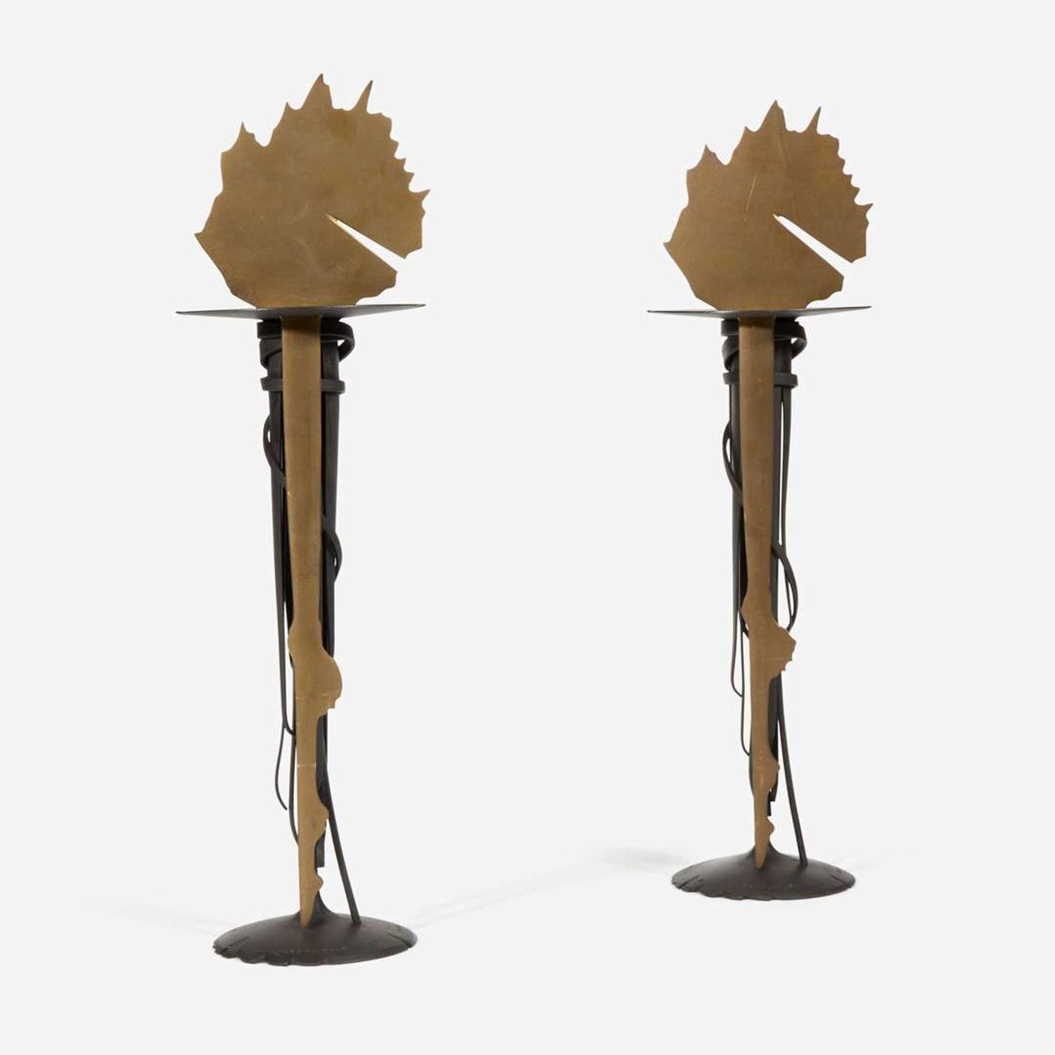 Albert Paley (American, b. 1944) Pair of "Sunrise" Candleholders, Designed for the American Ballet Theater, 1993
