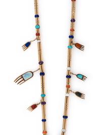14K Gold Necklace, with Reversible Mosaic Inlay Bear Pendant