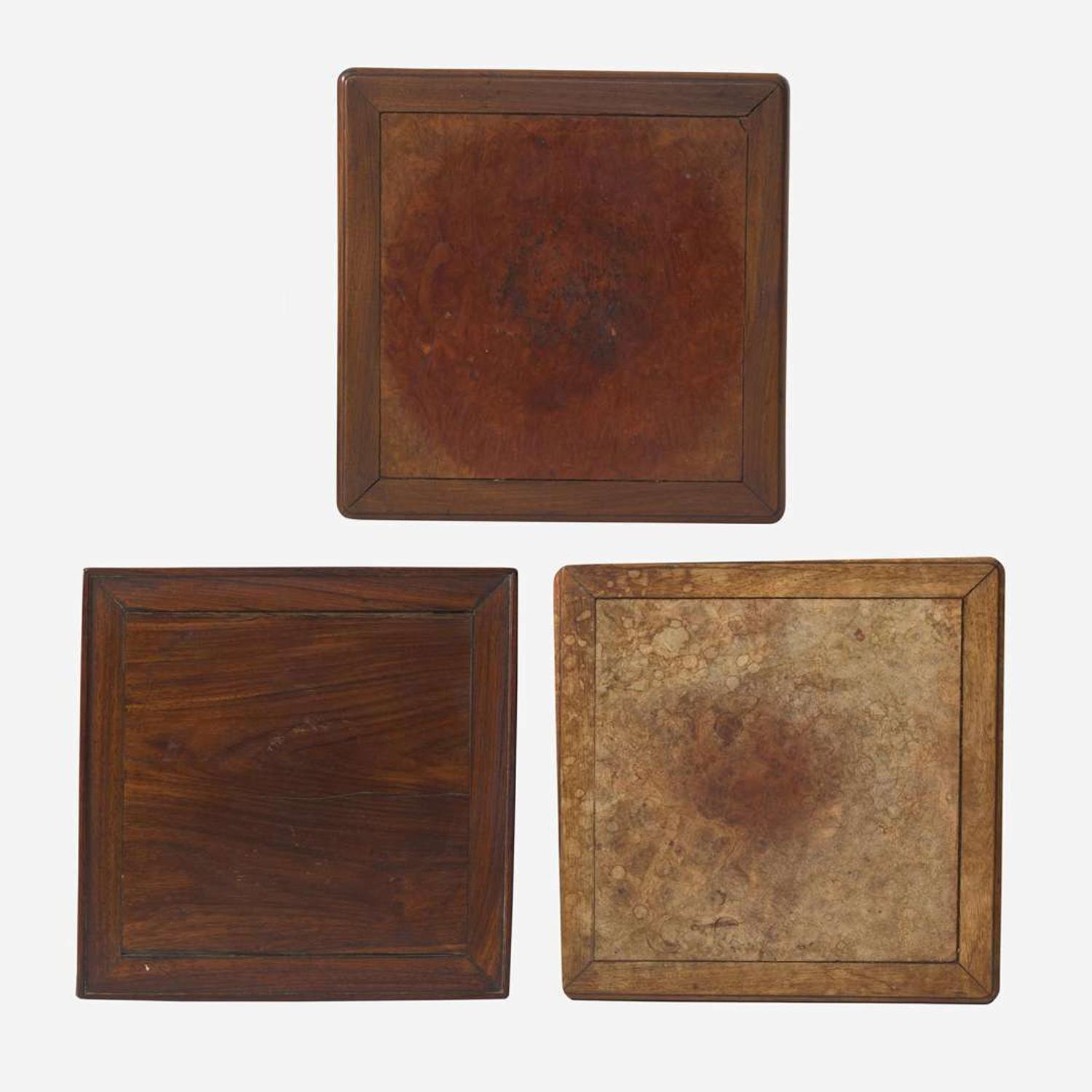Three Chinese hardwood tall stands 香几三件 Late Qing to Republic period ?????