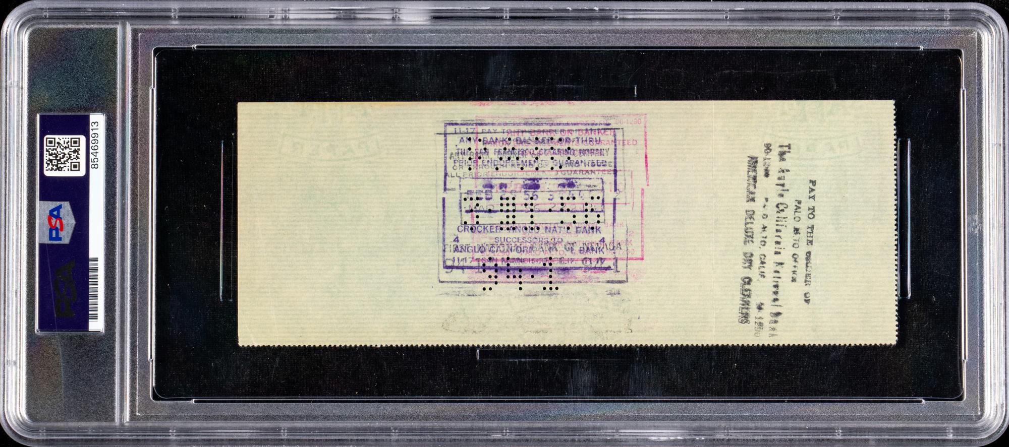 A Ty Cobb Signed Autograph Check (PSA 8 AUTO NM/MT)