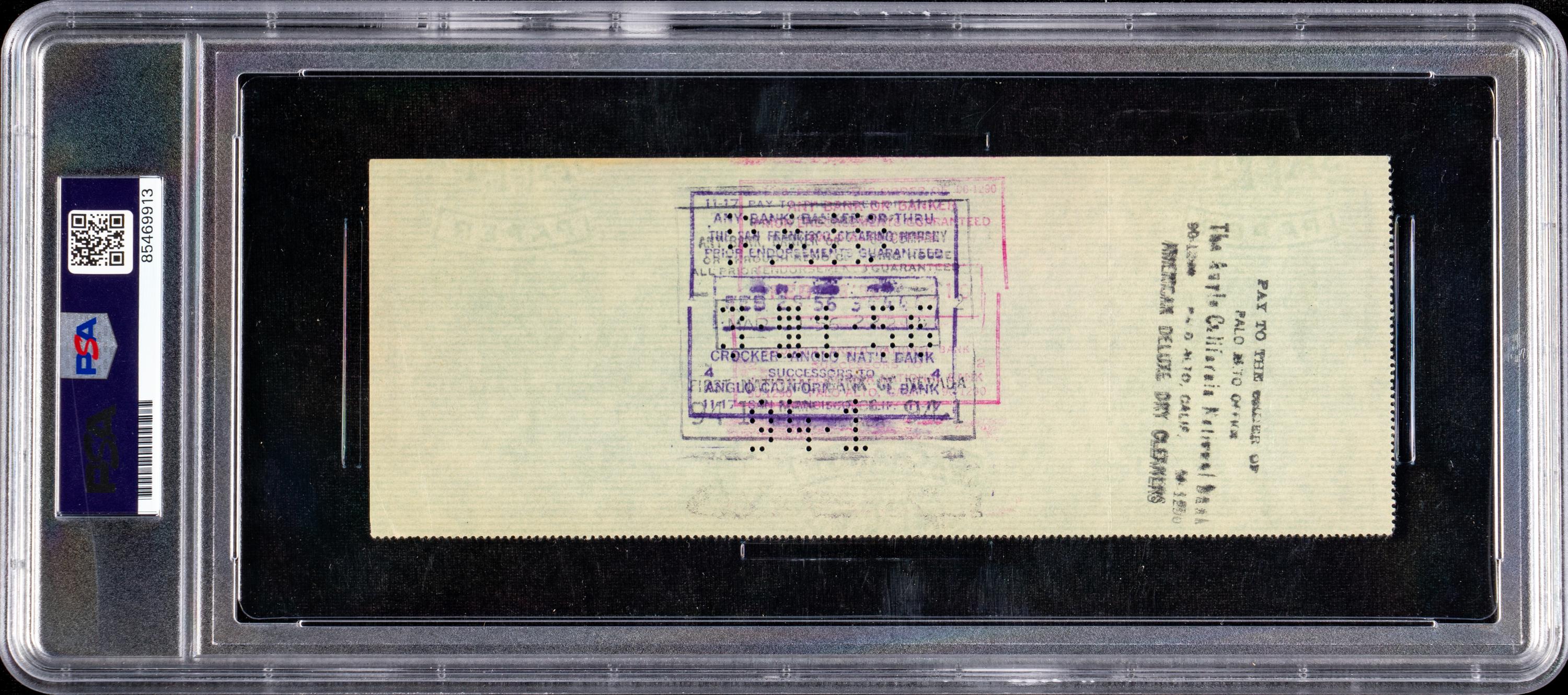A Ty Cobb Signed Autograph Check (PSA 8 AUTO NM/MT)
