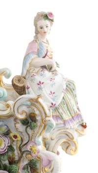 A Large German Porcelain Clock and Stand