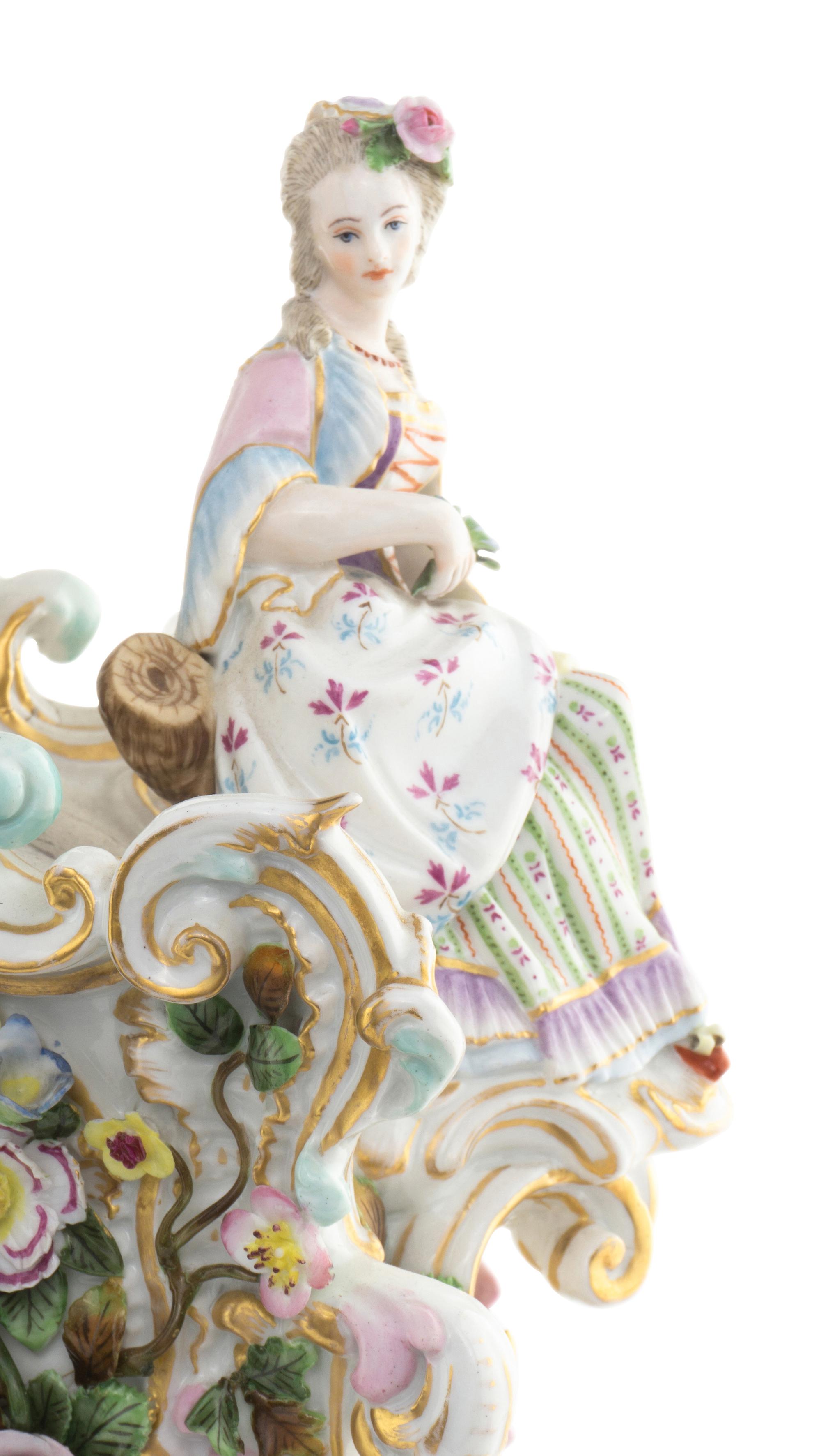 A Large German Porcelain Clock and Stand
