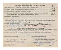 MAUGHAM, W. Somerset (1874-1965). Partly printed document signed twice ("W. Somerset Maugham"), Los Angeles, 29 September 1941.