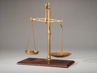 A Brass and Mahogany Patent 'Agate Balance' Beam-Scale