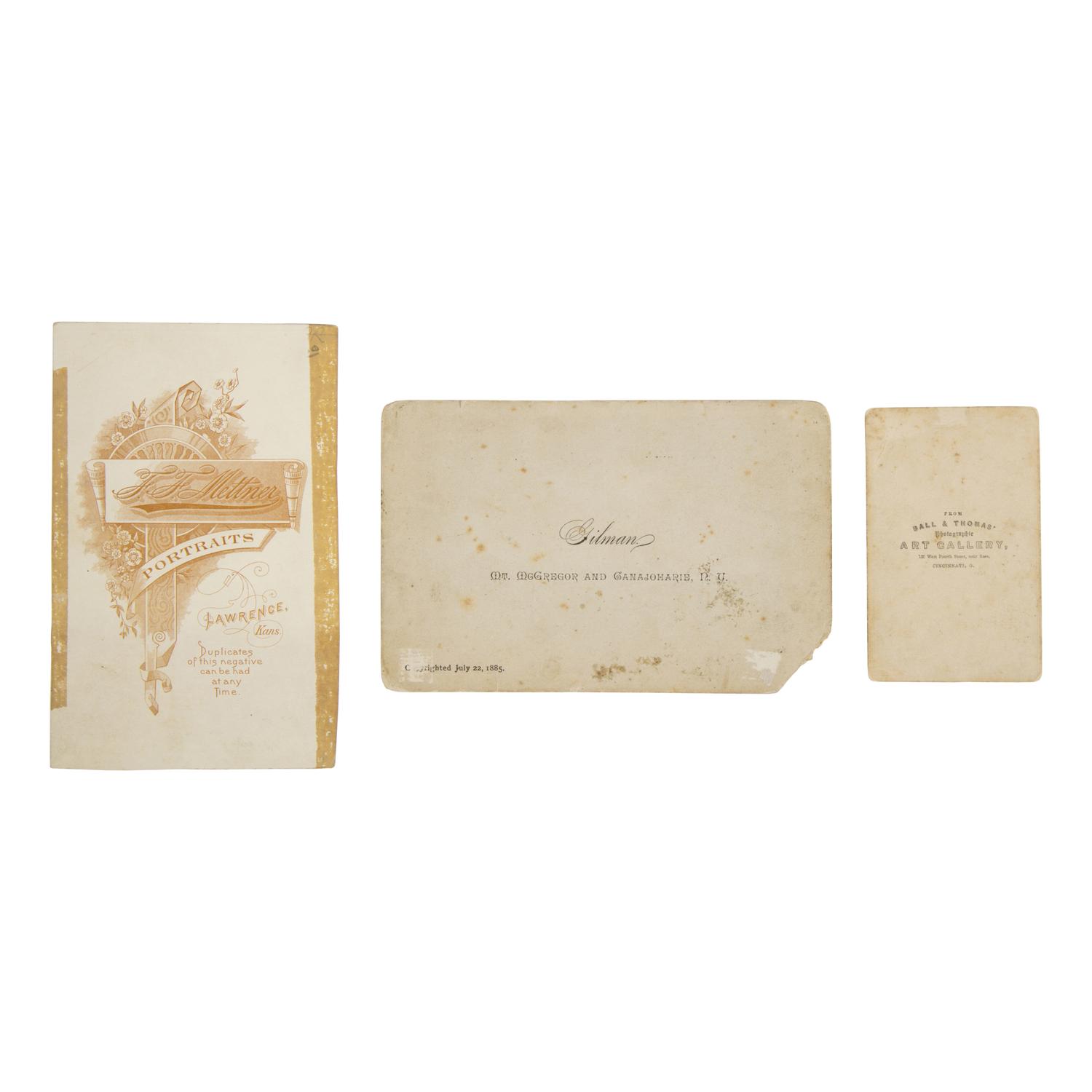 [Civil War]. A group of 3 photos including war-date CDV of a soldier by African American photographers Ball and Thomas.