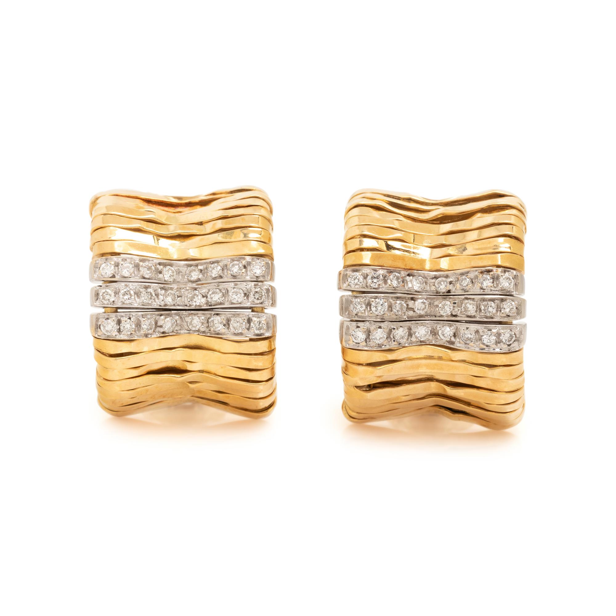ORLANDINI, BICOLOR GOLD AND DIAMOND EARCLIPS