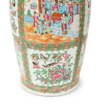 A Pair of Rose Medallion Porcelain Lidded Vases