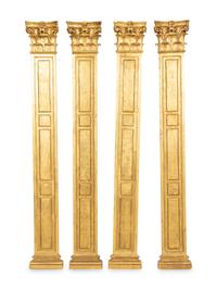 A Set of Four Continental Giltwood Pilasters