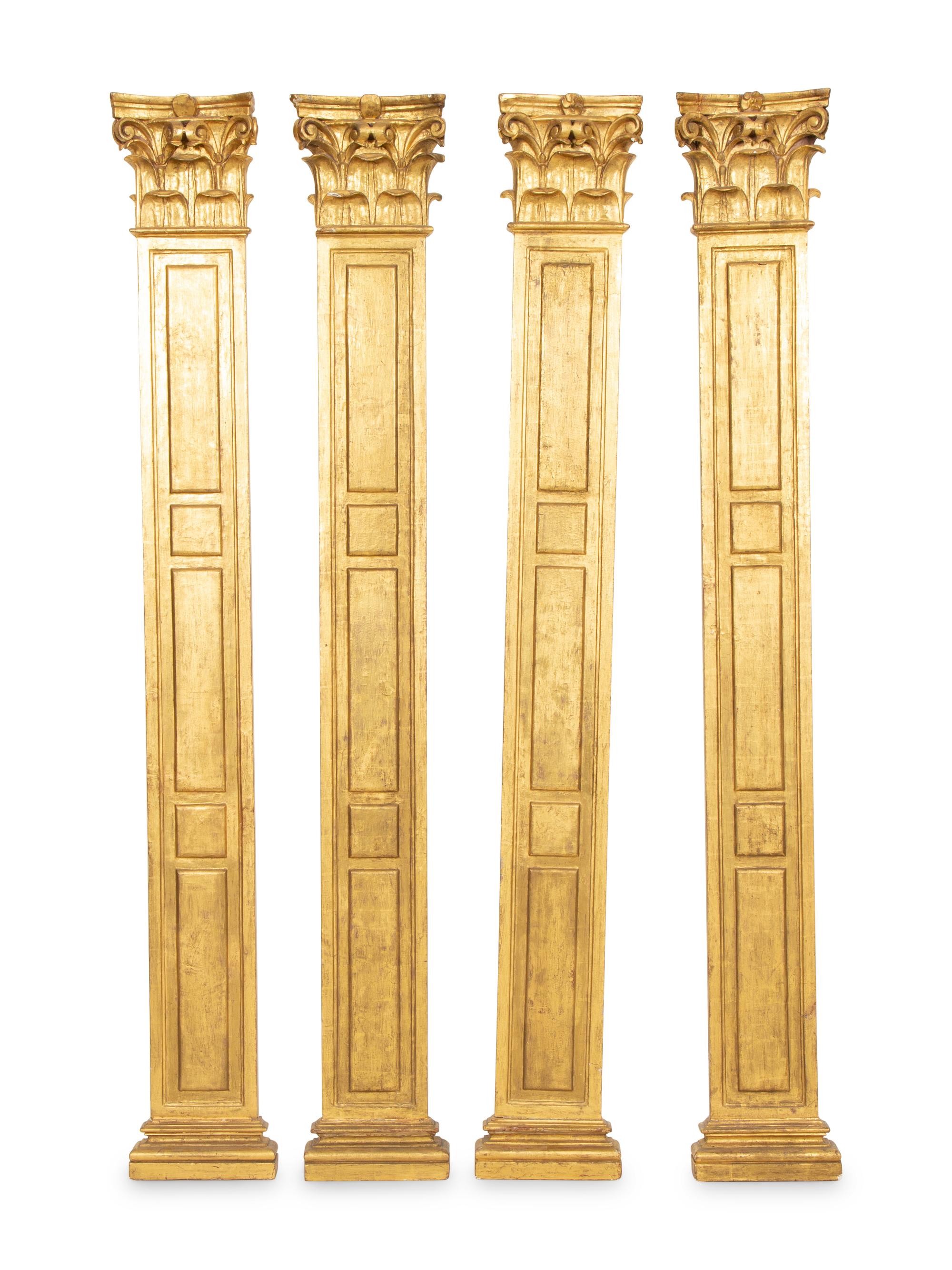 A Set of Four Continental Giltwood Pilasters