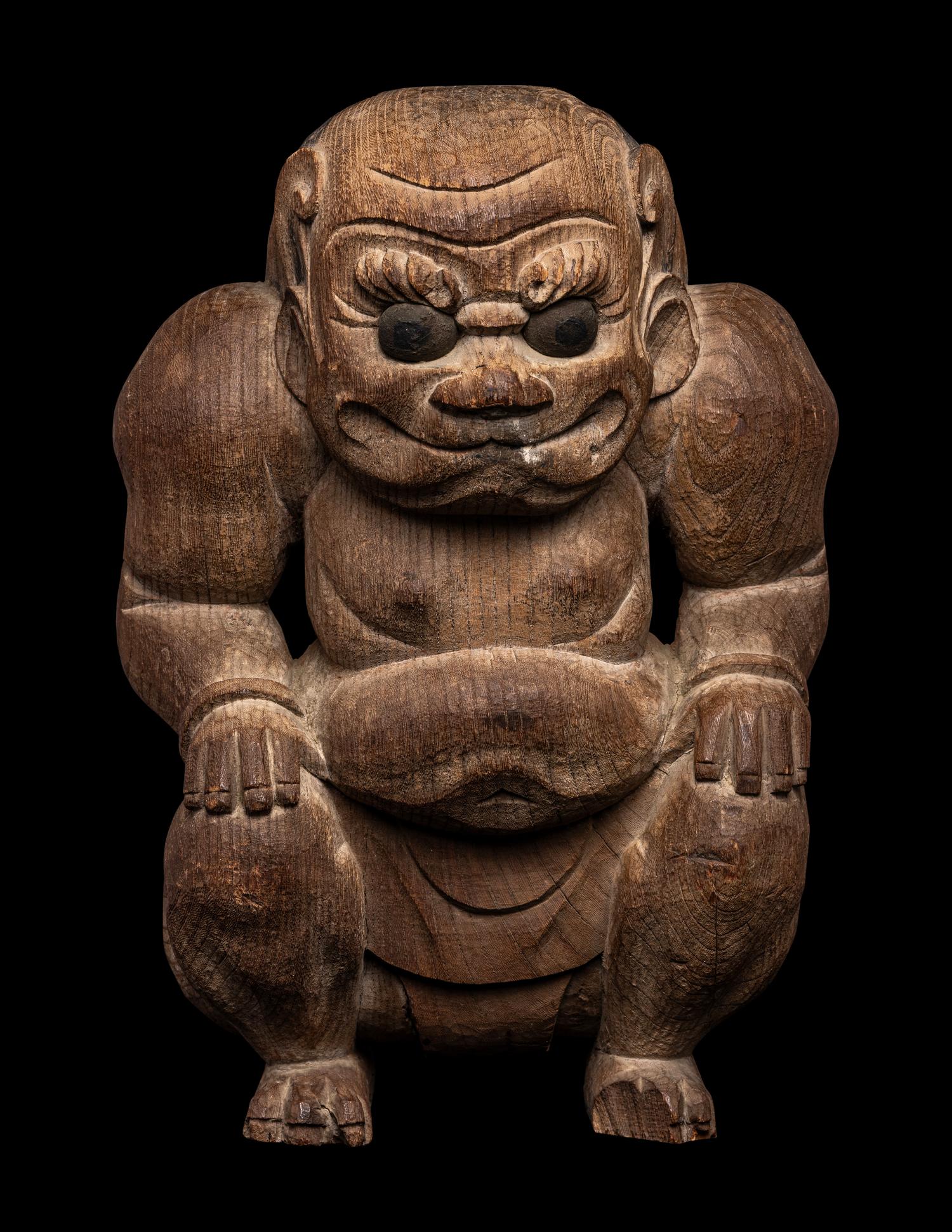 A Japanese Wood Figure of an Oni