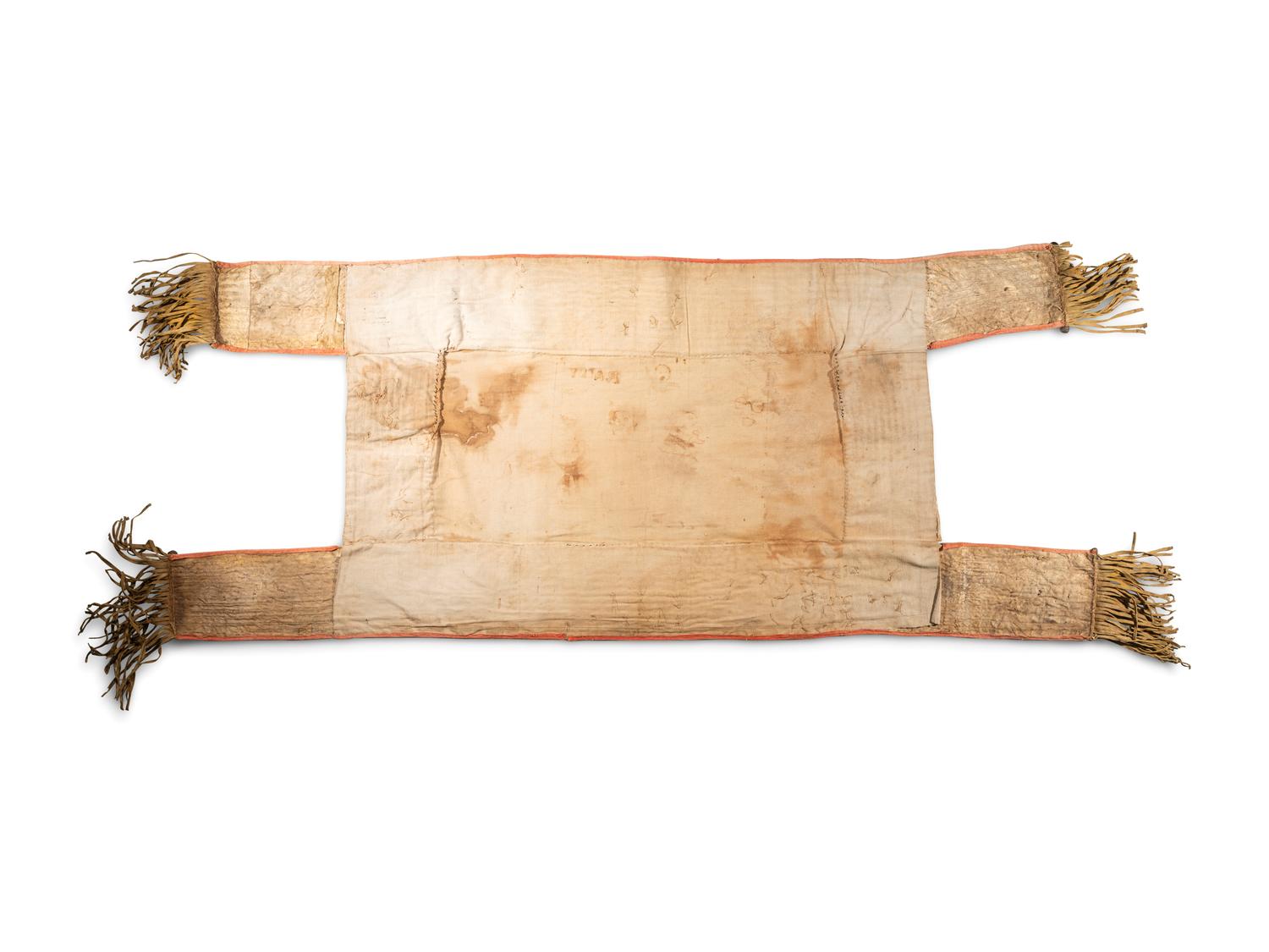 Sioux Beaded Hide Saddle Blanket, with World War I Era Doodles