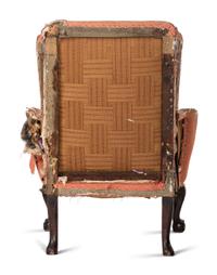 A George II Carved Mahogany Claw-and-Ball Foot Easy Chair